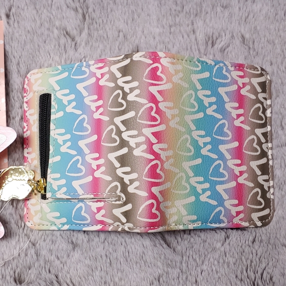 NWT Betsey Johnson LUV snap wallet card ID holder rainbow heart LBMONEYG - Picture 8 of 8
